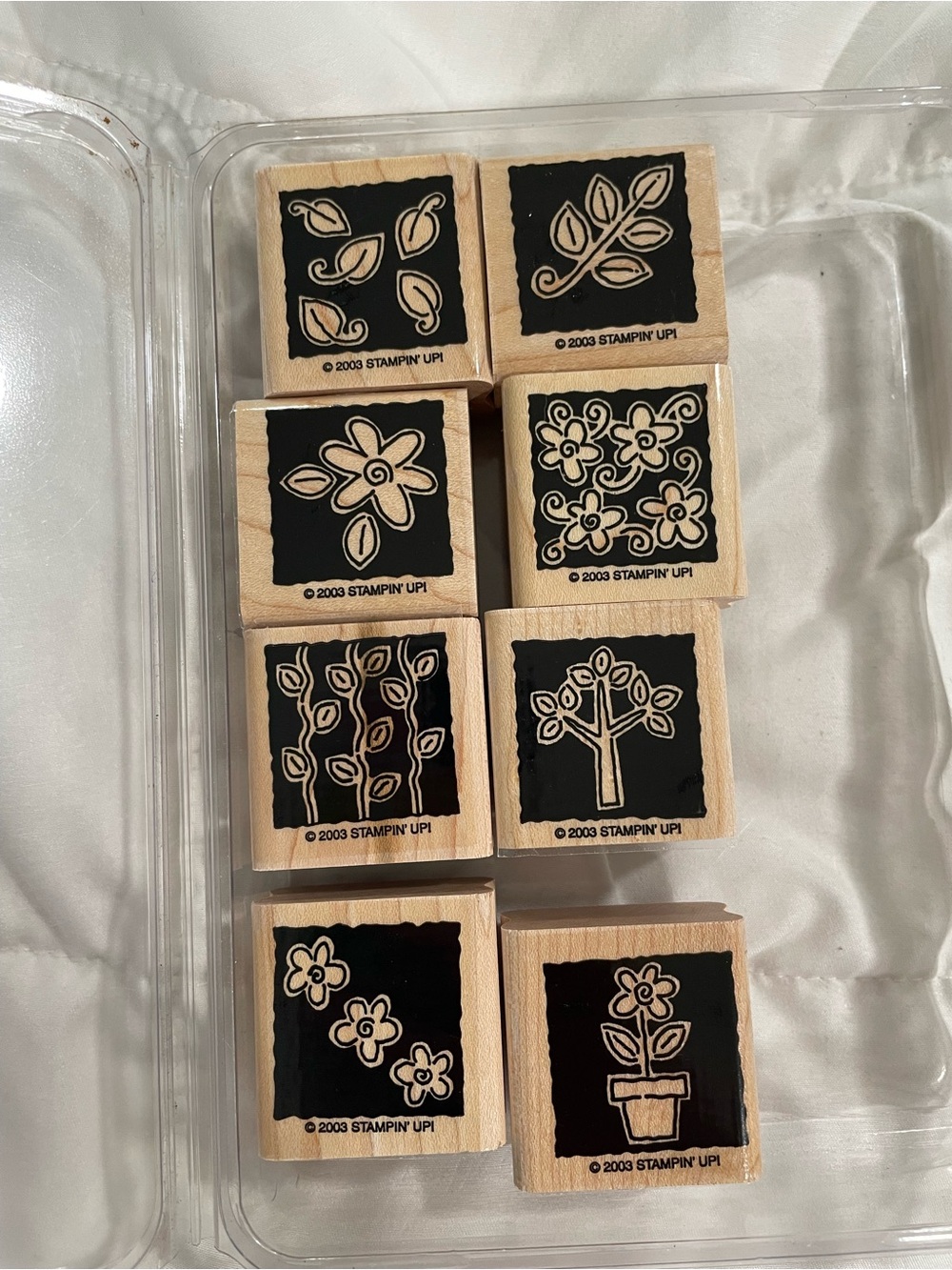 Stampin' Up! Retired Garden Blocks Wooden Stamp Set of 8- NEW UNUSED